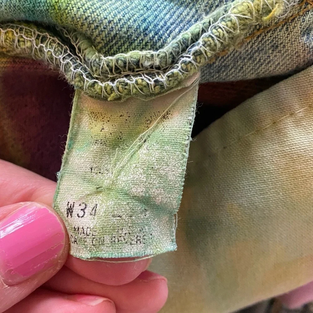 Vintage Levi’s Jeans Waist Size 30 31 Levis 501 Tie Dye VTG 90s Button Fly Multi - Picture 12 of 15